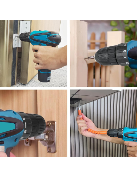 Trapano Avvitatore a Batteria 12V con Doppia Batteria Ricaricabile e Luce LED