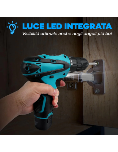 Trapano Avvitatore a Batteria 12V con Doppia...