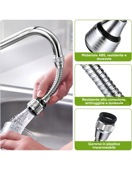 Rompigetto Flessibile Miscelatore Rubinetto da Cucina Ugello Rotante a 360°