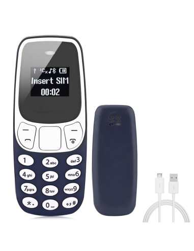 Mini Telefono Cellulare Tascabile Dual SIM GSM Wireless Ingresso SD Card e MP3 Blu