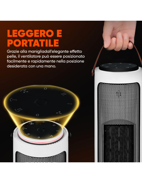 Stufa Elettrica 2000W a Colonna 2in1 con Protezione Anti-surriscaldamento