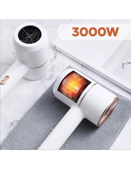 Phon Asciugacapelli Portatile da Viaggio 3000W 3 Velocità Funzione Caldo/Freddo