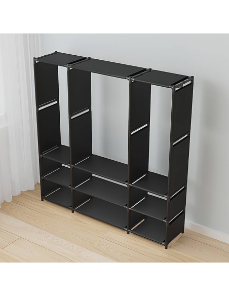 Armadio Guardaroba in Tessuto Scaffale Campeggio 9 Ripiani Staffe Appendiabiti