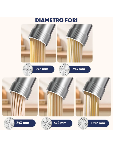 Macchina Portatile per Pasta Fresca Elettrica Cordless in Acciaio Inox 5 Stampi