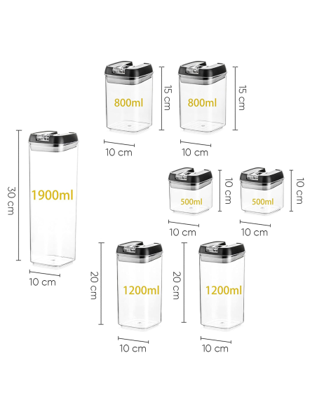 Kit 7 Contenitori Ermetici per Alimenti Barattoli Porta Pasta Biscotti da Cucina