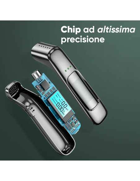 Alcol Test Etilometro Ricaricabile Sensore Alta Sensibilità Display Digitale