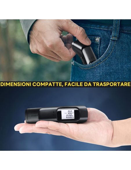 Alcol Test Etilometro Ricaricabile Sensore Alta Sensibilità Display Digitale