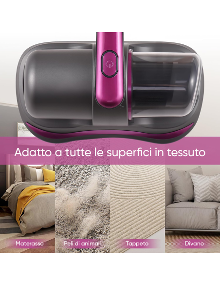 Aspirapolvere da Letto Senza Fili 100W Ricaricabile Portatile Filtro e Luce UV