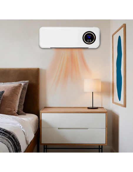 Termoventilatore a Parete Stufa Elettrica 2000W Telecomando Display LCD e Timer