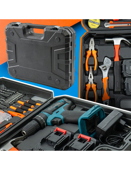 Trapano Avvitatore Doppia Batteria 21V Ricaricabile Valigietta Utensili Inclusi