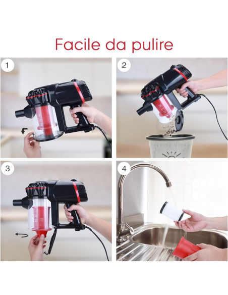 Aspirapolvere Ciclonico 1000W 3 in 1 Scopa Elettrica con Filtro HEPA e Filo