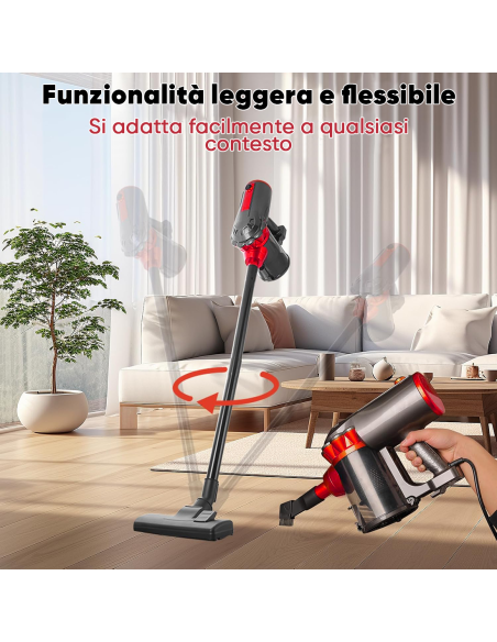 Aspirapolvere Ciclonico 1000W 3 in 1 Scopa Elettrica con Filtro HEPA e Filo