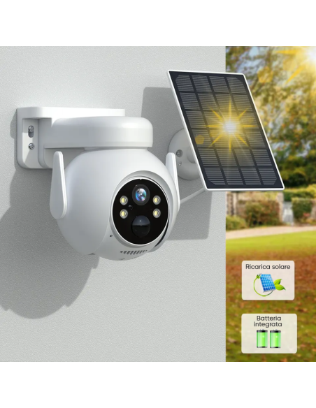 Telecamera Videosorveglianza Ricarica Solare Wi-Fi Sensore e Controllo con APP