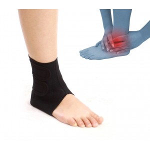 Supporto tutore fascia in neoprene per caviglia doppia chiusura con velcro nera