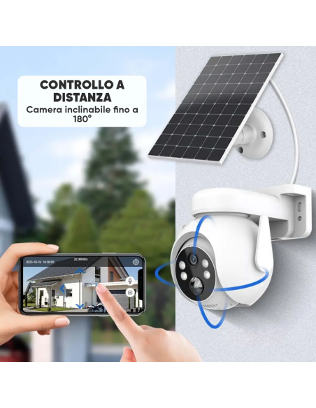 Telecamera Videosorveglianza Ricarica Solare Wi-Fi Sensore e Controllo con APP
