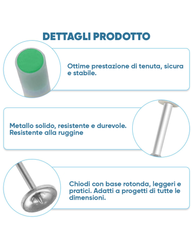 50pz Chiodi per Sparachiodi Manuale Rivetti...