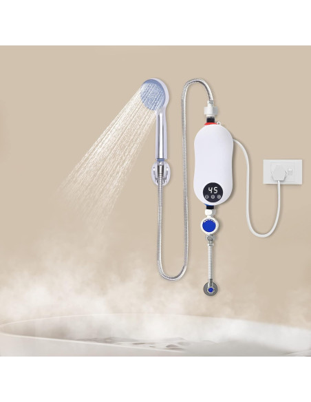 Mini Elettrico 3500W Scaldabagno Istantaneo Miscelatore e Termostato