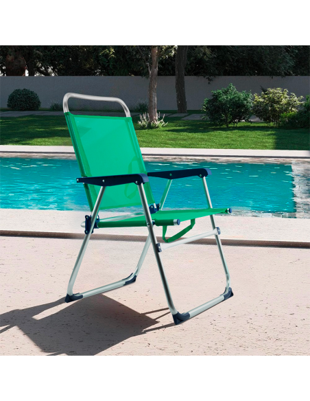 Sedia Sdraio da Mare Textilene Alluminio Spiaggina Relax Prendisole Richiudibile