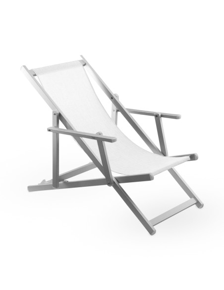 Sedia Sdraio Pieghevole Napoli con Braccioli Struttura Alluminio e Textilene