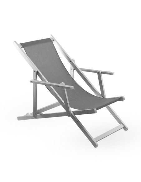 Sedia Sdraio Pieghevole Napoli con Braccioli Struttura Alluminio e Textilene