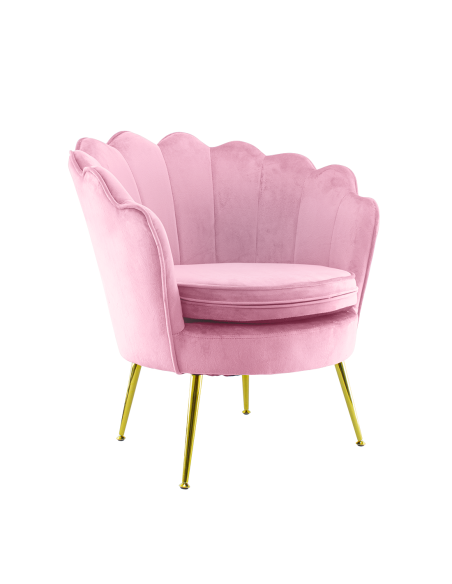 Poltrona Schienale a Conchiglia VENERE in Velluto Vintage Piedi Oro da Salotto