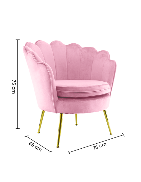 Poltrona Schienale a Conchiglia VENERE in Velluto Vintage Piedi Oro da Salotto