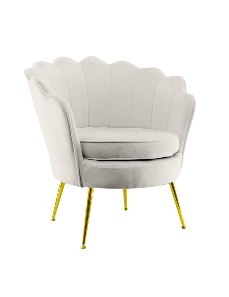 Poltrona Schienale a Conchiglia VENERE in Velluto Vintage Piedi Oro da Salotto