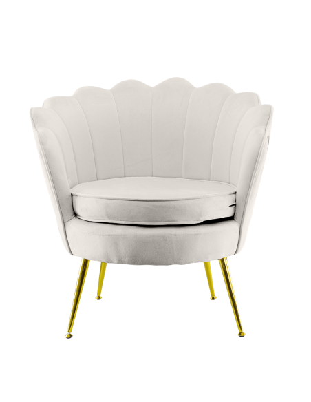 Poltrona Schienale a Conchiglia VENERE in Velluto Vintage Piedi Oro da Salotto