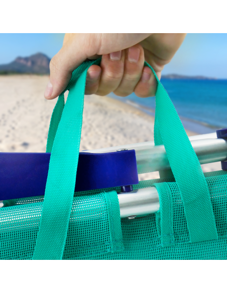 Sedia Sdraio da Mare Textilene Alluminio Spiaggina Relax Prendisole Richiudibile