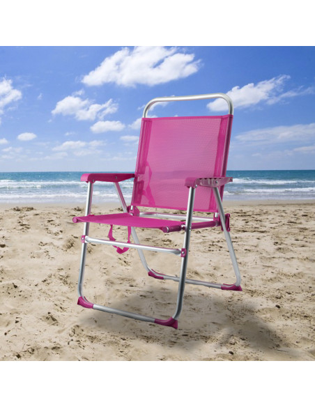 Sedia Sdraio da Mare Textilene Alluminio Spiaggina Relax Prendisole Richiudibile
