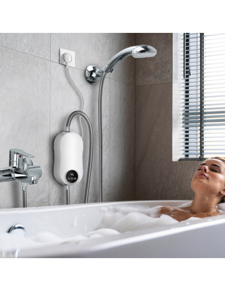 Mini Elettrico 3500W Scaldabagno Istantaneo Miscelatore e Termostato