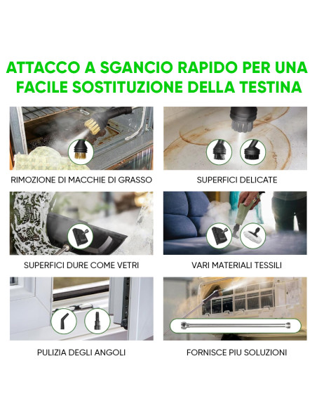 Pulitore a Vapore Portatile Multiuso 1600ml Alta Pressione Uso Domestico e Auto