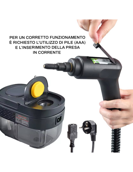 Pulitore a Vapore Portatile Multiuso 1600ml Alta Pressione Uso Domestico e Auto