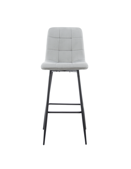 Set 4 Sgabelli in Velluto VELVETTE Struttura Nera con Schienale e Poggiapiedi