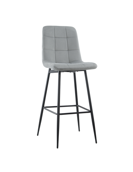 Set 4 Sgabelli in Velluto VELVETTE Struttura Nera con Schienale e Poggiapiedi