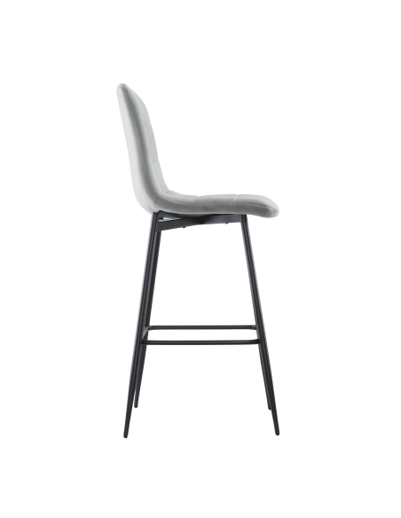 Set 4 Sgabelli in Velluto VELVETTE Struttura Nera con Schienale e Poggiapiedi