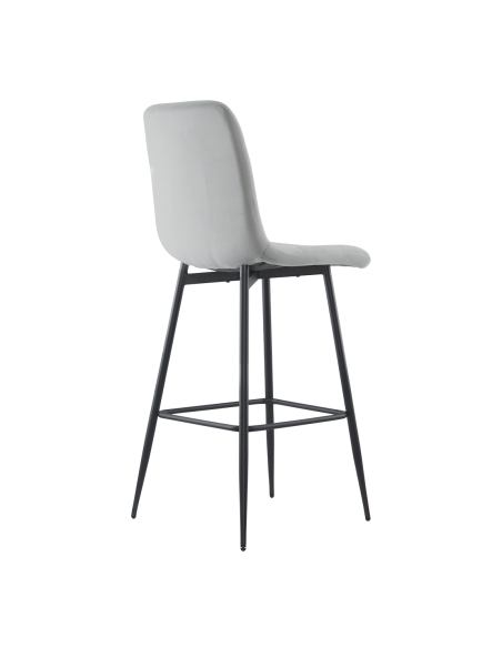 Set 4 Sgabelli in Velluto VELVETTE Struttura Nera con Schienale e Poggiapiedi