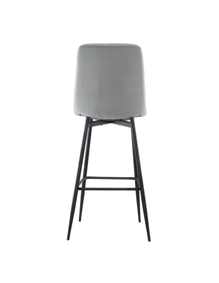 Set 4 Sgabelli in Velluto VELVETTE Struttura Nera con Schienale e Poggiapiedi