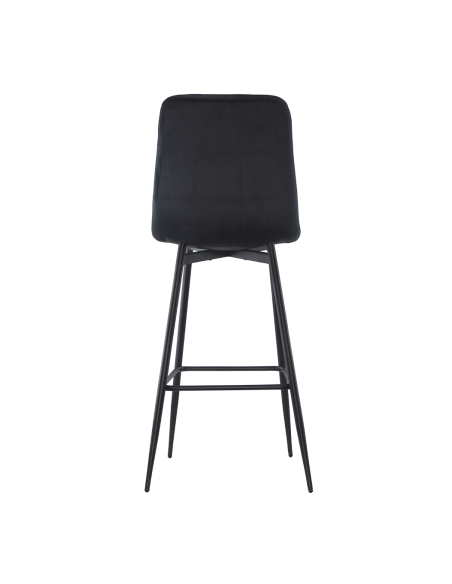 Set 4 Sgabelli in Velluto VELVETTE Struttura Nera con Schienale e Poggiapiedi