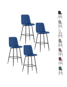 Set 4 Sgabelli in Velluto VELVETTE Struttura Nera con...
