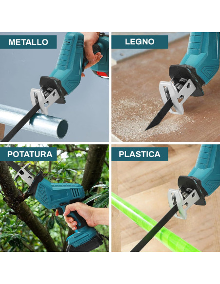 Sega Alternativa Doppia Batteria 48V Ricaricabile 4 Lame Potatura Legno Metallo
