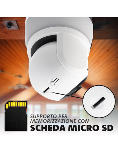 Telecamera Lampadina Attacco E27 360° Wi-Fi...