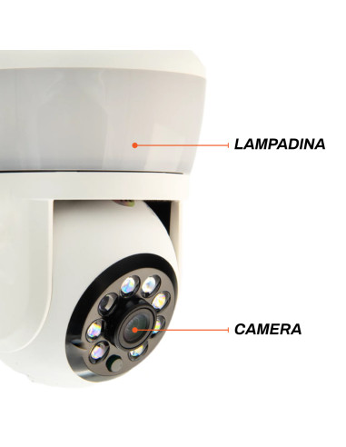 Telecamera Lampadina Attacco E27 360° Wi-Fi...