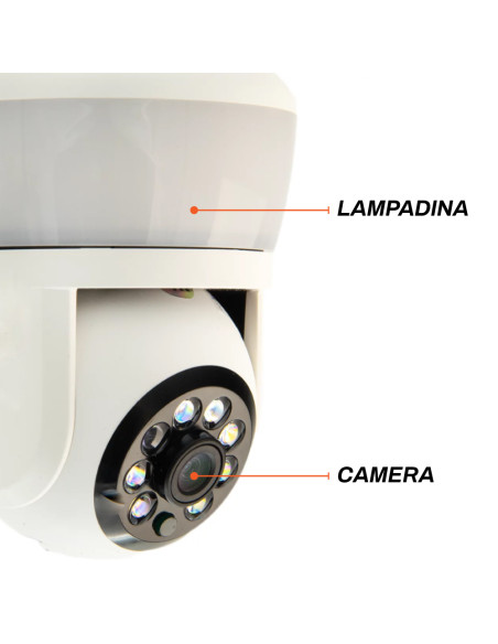 Telecamera Lampadina Attacco E27 360° Wi-Fi Visione Notturna Controllo da Remoto