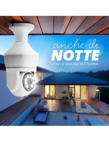 Telecamera Lampadina Attacco E27 360° Wi-Fi...