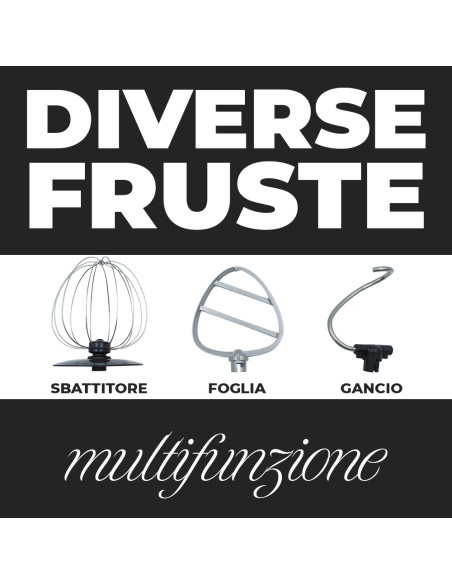 Impastatrice Planetaria DGBAVARIA 5L Acciaio Inox 6 Velocità 700W con Accessori