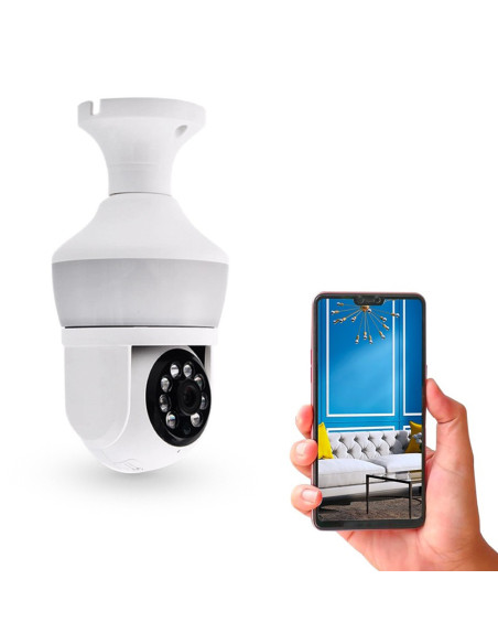 Telecamera Lampadina Attacco E27 360° Wi-Fi Visione Notturna Controllo da Remoto