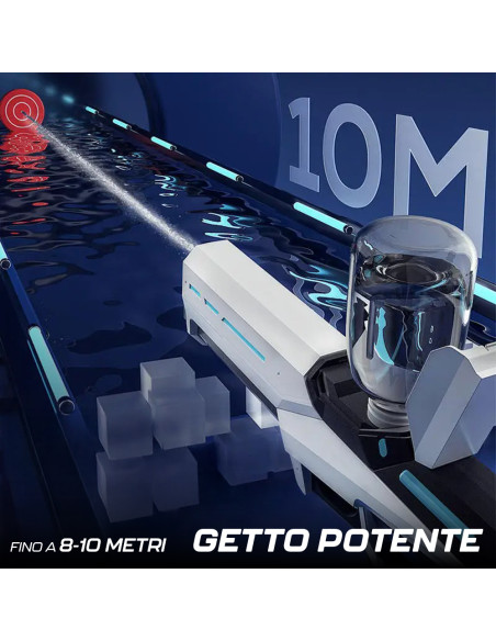 Pistola Elettrica ad Acqua Automatica Batteria Ricaricabile Lunga Distanza 10mt