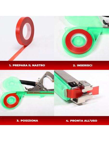 20 Rotoli Nastro e 10000 Graffette per Pinza Legatrice Manuale Piante e Vigneti
