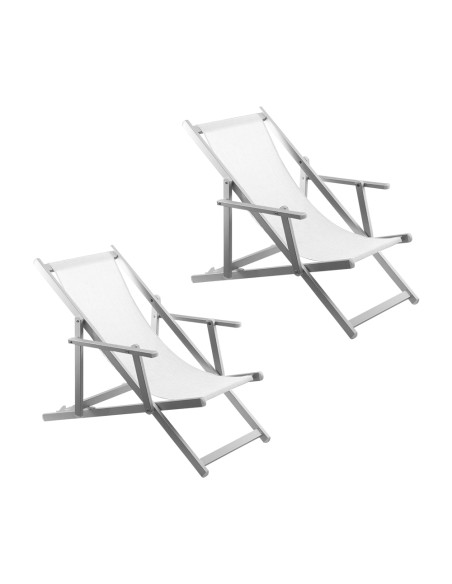 2pz Sedia Sdraio Pieghevole Napoli con Braccioli Struttura Alluminio e Textilene